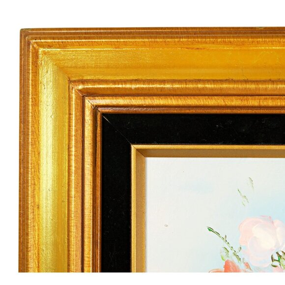 Robert Cox Signed 14x15" Oil Painting Pink Rose & Snapdragons Still Life - Picture 4 of 10